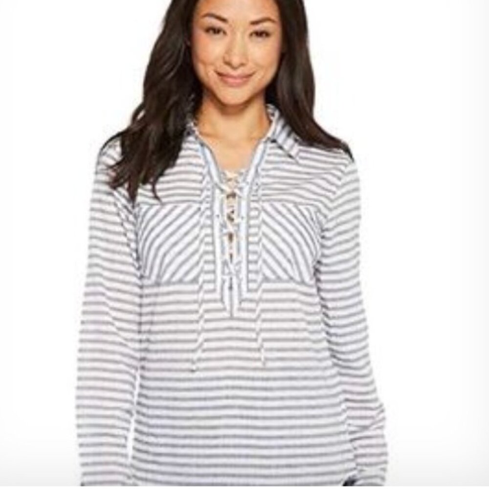 Mountain Hardwear‎ Berryessa Striped Long Sleeve Popover Top Size XL Gorpcore